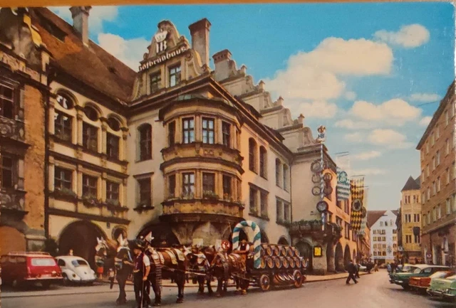 +München+ AK 60-er Jahre +Hofbräuhaus,Bierkutsche,Paulaner,Weißbier,Oktoberfest+