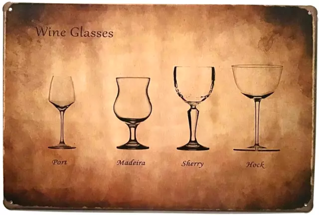 TIN SIGN new 8x12 Wine glasses alcohol liquor drinking bar lounge kitchen AA