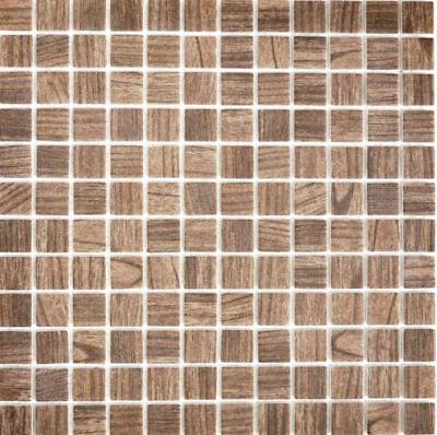 Rétro Bois Braun Clair Miroir Mosaïque Braun Carreaux de Mosaique Pâte Verre Combi 