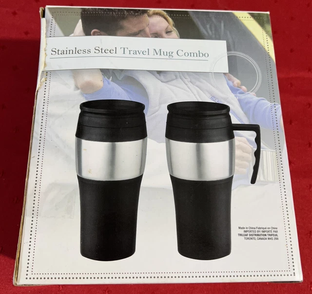 Stainless Steel Travel Coffee Mugs Insulated Double Wall Cup 14oz NEW STEEL EXT