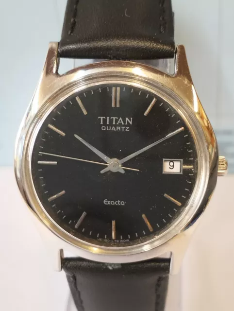 TITAN EXACTA QUARTZ Black Dial 180Sab India Men s Full Working Vintage Watch 59.00 PicClick