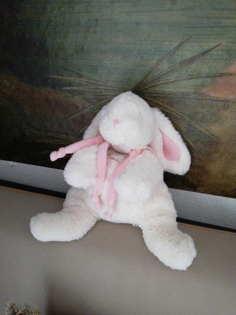 Doudou Et Compagnie Peluche Lapin Blanc Rose Bonbon GM DC 1242 32 cm