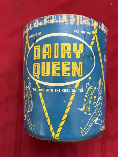 Vintage Old 1957 Dairy Queen Ice Cream Container (1/2 Gallon) Collectible Decor