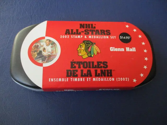 2001 NHL All-Stars Stamp and Medallion Coin Set Chicago Blackhawks Glenn Hall