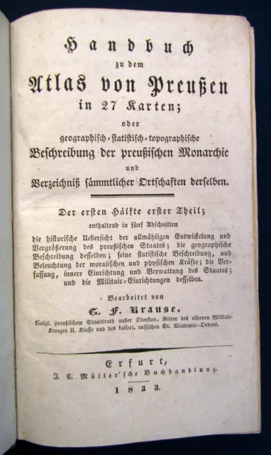 Handbuch zu dem Atlas von Preußen in 27 Karten Teil 1 & 2 Topographie js 2