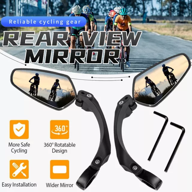 Bicycle Rearview Mirror HD MTB Mountain Bike Handlebar Mirror Cycling Mirrors 2x