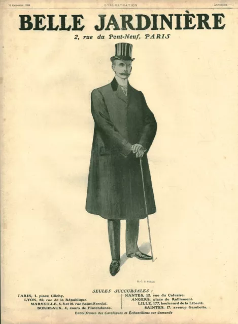 Publicité ancienne mode homme manteau cliché  G. de Malherbe 1908 issue magazine