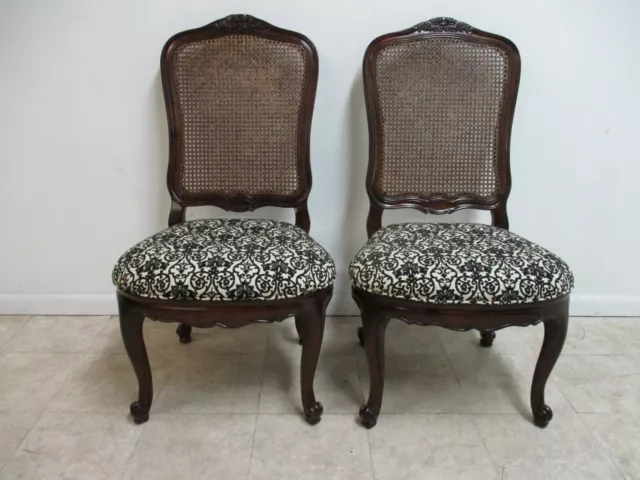 Pair Century Furniture French Country Cane Back Dining Chairs   B