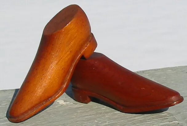 Vintage Wood Carved Polished Cowboy Boot Men Dress Victorian Shoe Wooden Old