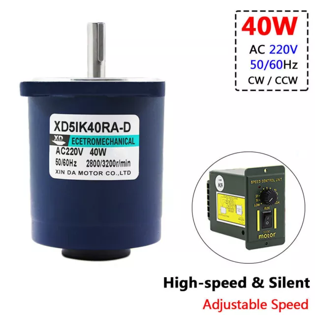 Micro 40W Silent Adjustable High Speed Motors AC 220V 12mm Shaft 1400RPM 2800RPM