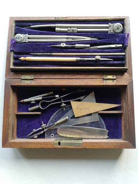 SET OF VINTAGE Draughting Instruments in Original Box. Drafting ...