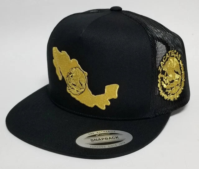ZACATECAS MAPA De Mexico Hat Mesh Trucker Black 2Logos Snap Back New £