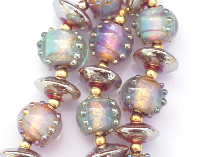 FRISKEY handmade Lampwork Glass Beads, Ethereal Pink !!!