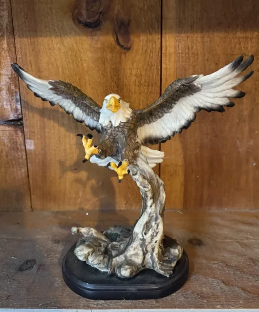 Bald Eagle on Tree Branch Sculpture Statue Resin Figurine Desk Table Decor