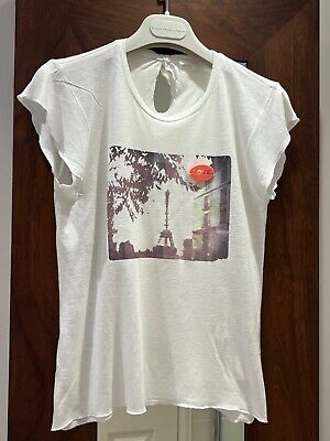 T-Shirt Age12 Chloe Designer Ragazze Jersey Misto Lino Stampa Grafica In Ottime Condizioni Crp £178
