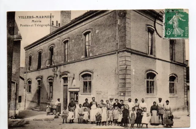 VILLERS MARMERY champagne Marne CPA 51 the town hall posts and telegraphs