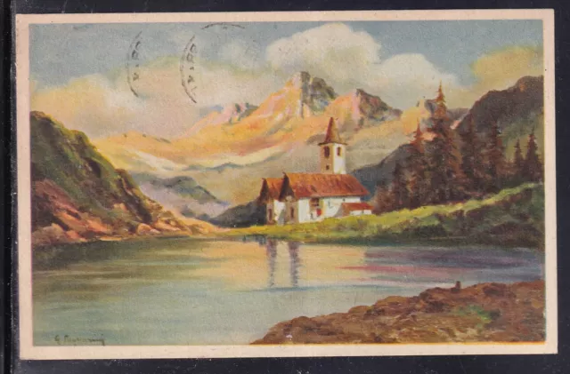 Cartolina Paesaggio di Montagna illustratore ZD867