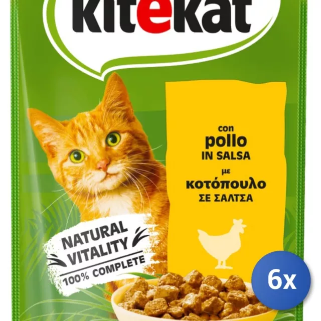 6x Kitekat Enveloppes 85 Gr. Poulet Sauce