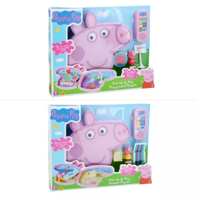 Peppa Pig Pick Up And Play Seaside Or Playground Playset With Sound - New