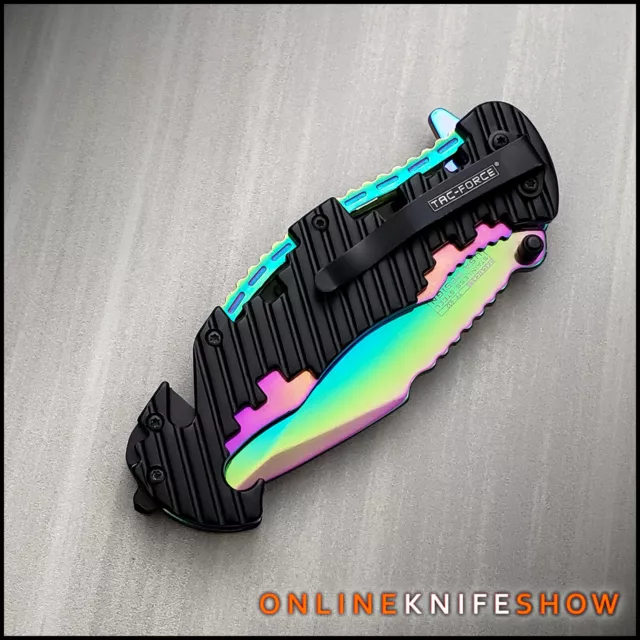 TAC FORCE Spring Assisted Opening Pocket Knife RAINBOW Tactical Folding Blade 3