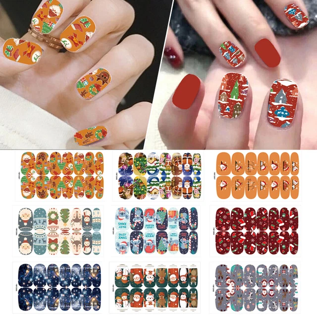 14 Embouts Noël Complet Taille Ongle Emballages Stickers Vernis Art Soi Stick ,