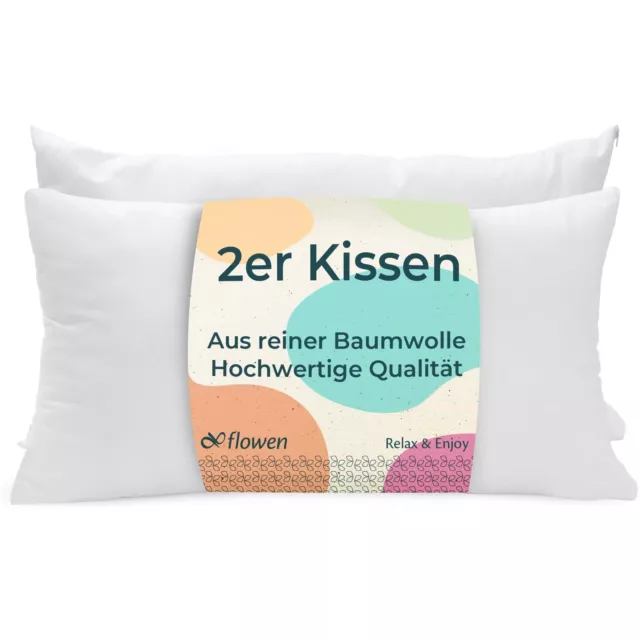 Kissen für Bett 48x74 cm Kopfkissen 2er Set Innenkissen Hypoallergene Anti-Mi...