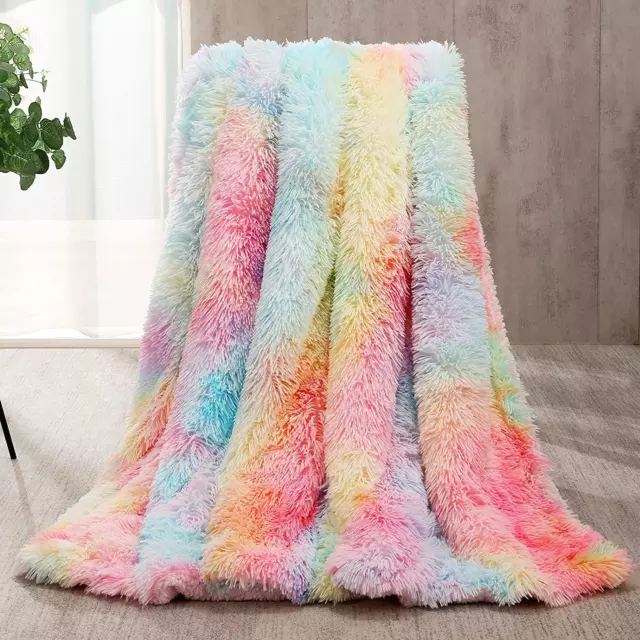 Kuscheldecke Flauschig Regenbogen Decke Rainbow Felldecke 150X200 Cm Kunstfell D