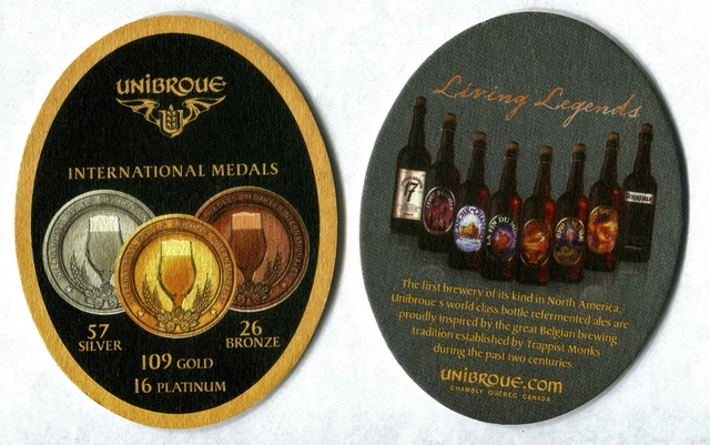 UNIBROUE Brewery Medals... Chambly Quebec CANADA BEER MAT COASTER SOUS-BOCK