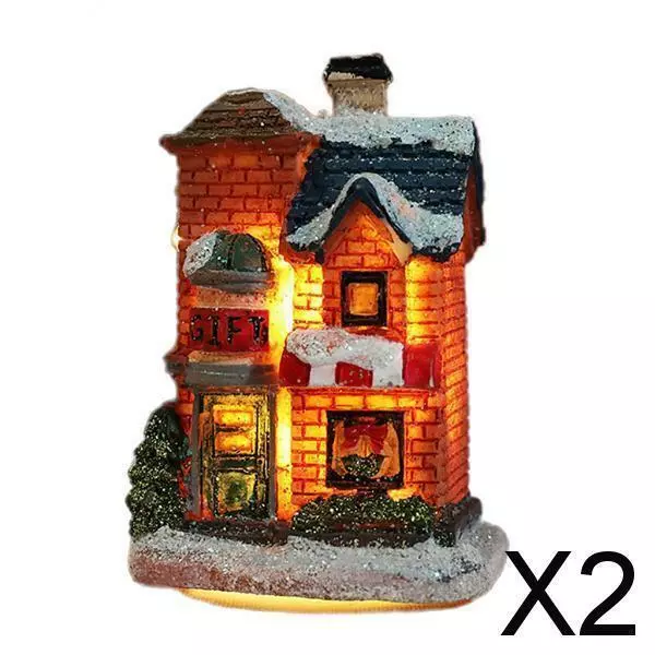 2X Allumez La Décoration De Noël LED Style De Village Miniature 3