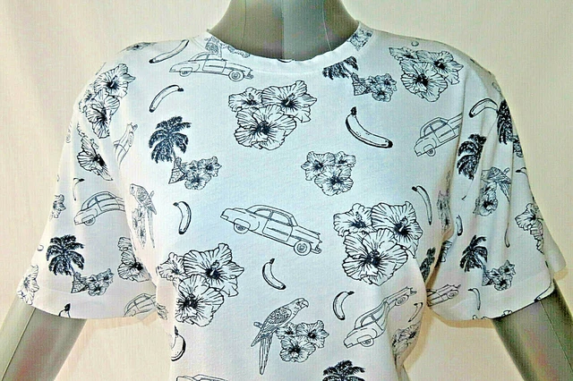 American Rag Women's Banana, Parakeet, Cars, Hibiscus Flower T-Shirt Size XXL