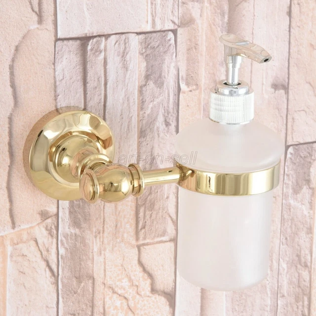Gold Color Brass Wall Mounted Bathroom Accessory Soap Pump Liquid Dispenser
