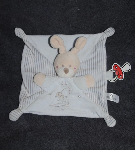 Doudou Plat Lapin Bleu Etoile Argent SIMBA KIABI NICOTOY Attache Tétine NEUF