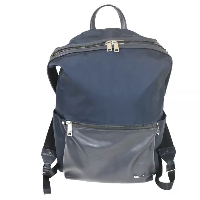 FENDI Logo BAG BUGS Monster Backpack Bag Nylon Leather Navy Blue Black 38YC986