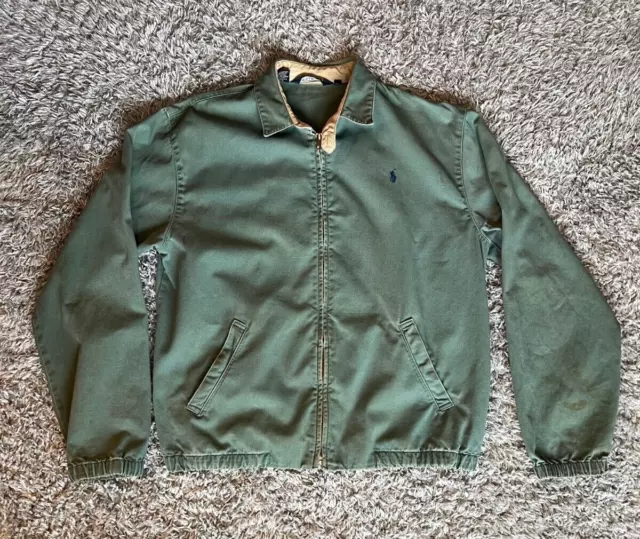 Vintage Polo Ralph Lauren Jacket Mens Small Army Green Golf Full Zip Made In USA