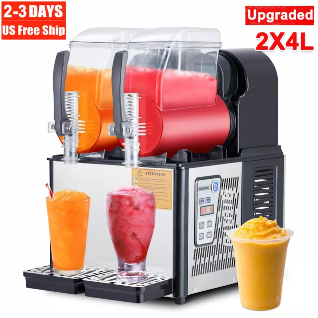 Commercial Slushie Machine Margarita Slush Maker Frozen Drink Machine 4LX 2 Tank