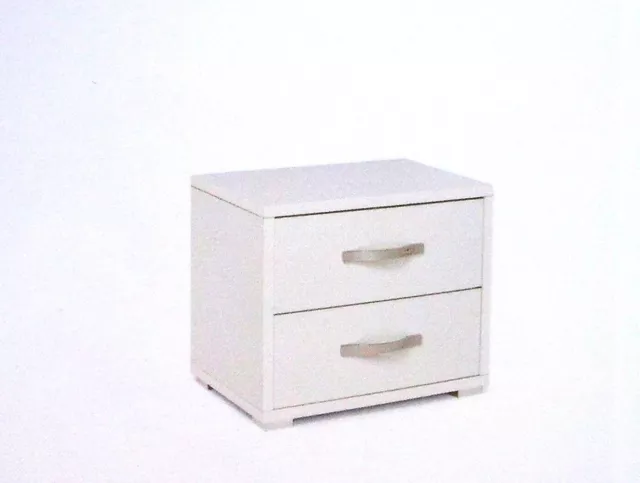 Comodino 2 Cassetti Colore Bianco