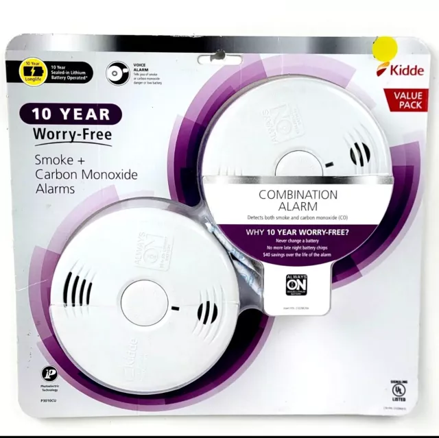 Kidde 10-Year Worry Free Smoke & Carbon Monoxide Detector, Lithium Battery Power