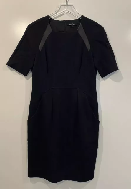 Nanette Lepore Black Dress Leather Accents Pockets Career Womens Size 8 (7)