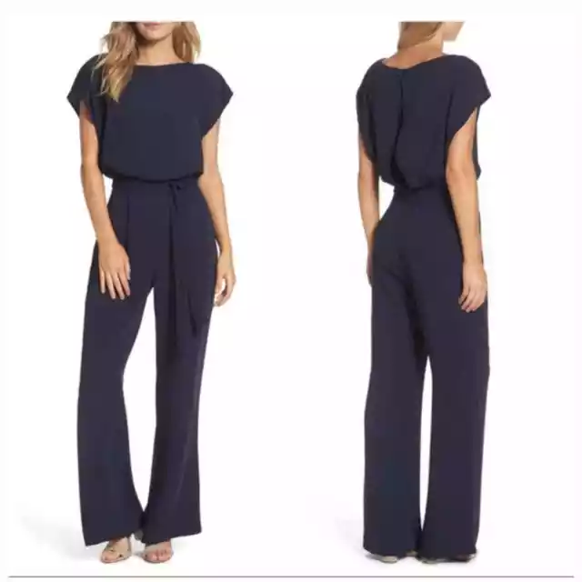 Eliza J Cap Sleeve Wide Leg Jumpsuit in Black