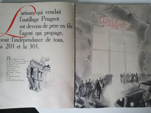 Plaquette Publicitaire Peugeot Independance 1933 + 4 fiches  PEUGEOT 201 et 301 7