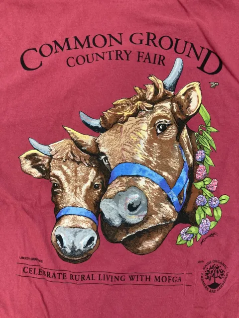 Vintage Common Ground Country Fair Cows 2 Sided T-shirt Size Medium Goat