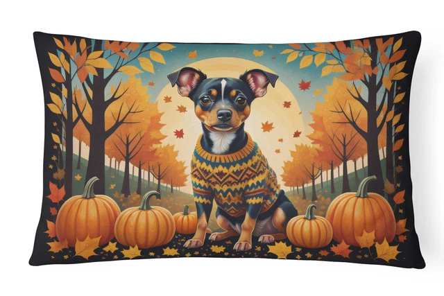 Miniature Pinscher Fall Canvas Fabric Decorative Pillow DAC1059PW1216