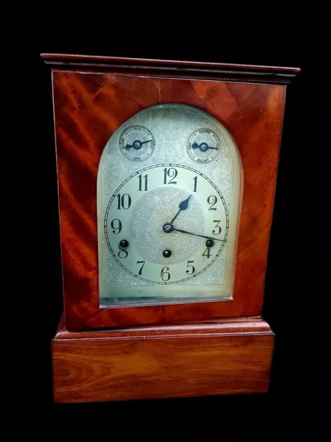 Antique Clock Mahogany Westminster Chimes Large Heavy Bracket Clock Victorian