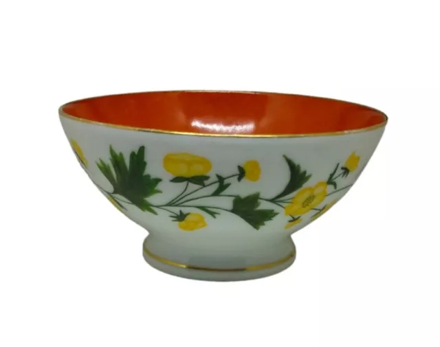 Antique Porcelain Enamel Hand Painted Rice Bowl w/ Flowers Signed Hattie 1884