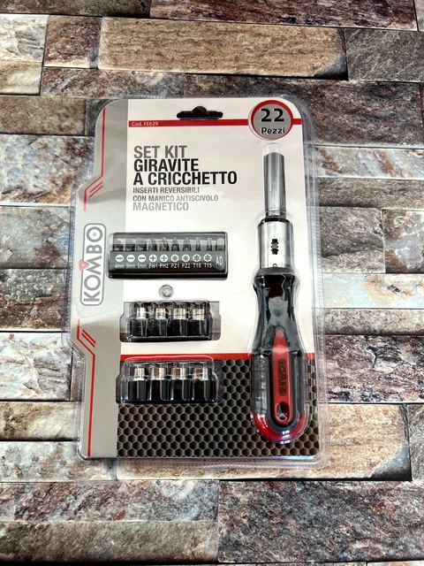 kombo |  Giravite a cricchetto reversibile + 22 inserti ad intaglio