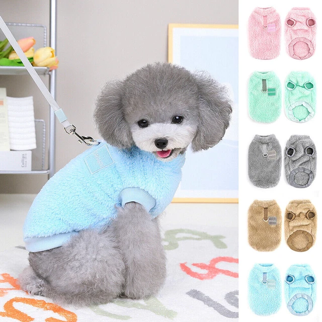 Pet Fleece Clothes Puppy Dog Jumper Sweater Small Yorkie Cat Coat Vest&Lead Ring