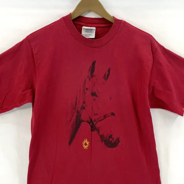 Fruit of Loom Men's Graphic T Shirt Horse Daisy Sunflower Souvenir Red Size M