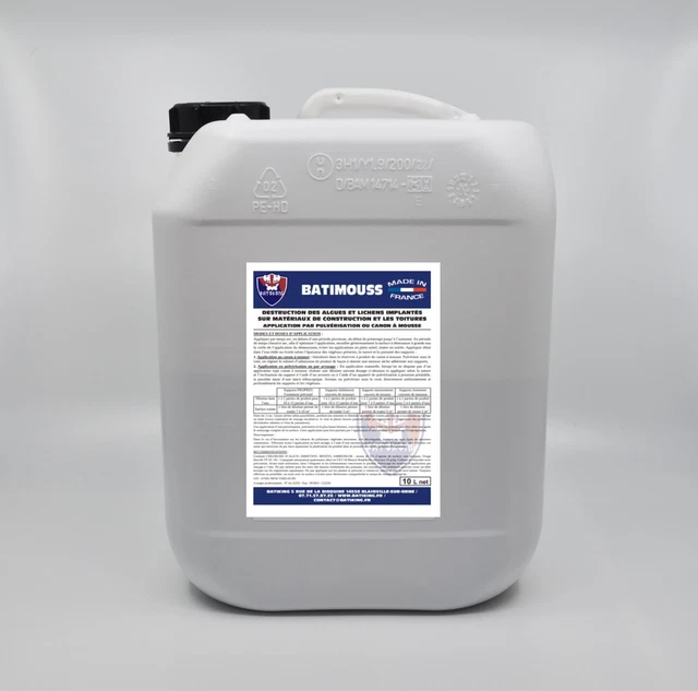 Anti mousses, dépôts verts, algues rouges. concentré et professionnel 10 litres