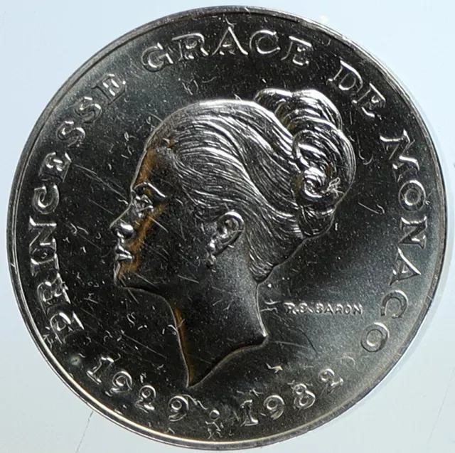 1982 MONACO American Actress Princess GRACE KELLY Silver 10 Francs Coin i113442