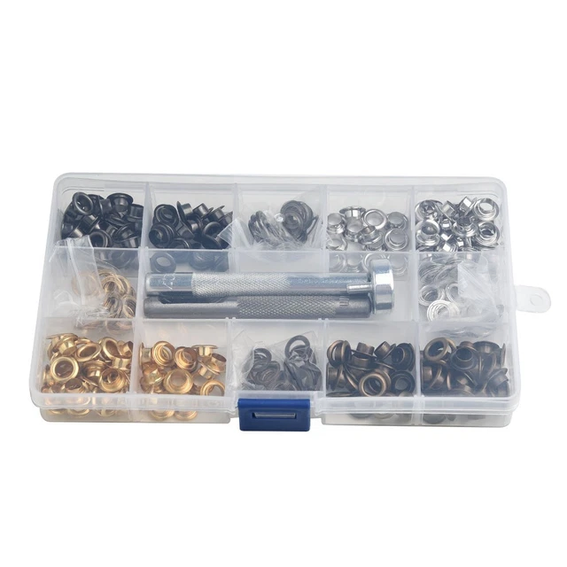 Kit de ojales de metal ojal 200 piezas con herramientas de instalación punzón para proyectos artesanales hágalo usted mismo